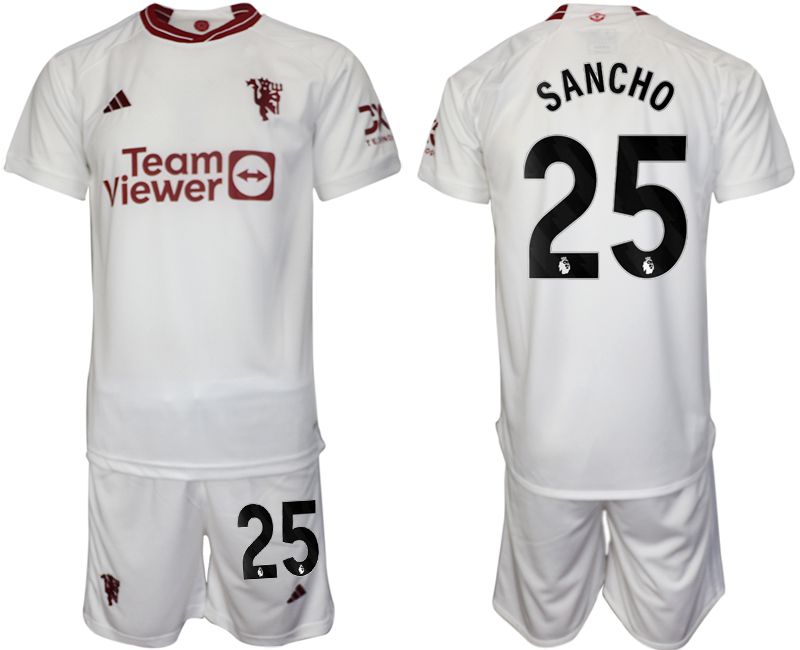 Men 2023-2024 Club Manchester United away white #25 Soccer Jersey